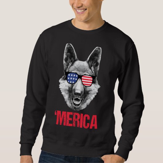 Sweatshirt Merica Berger Allemand Drapeau Américain Lunettes (Devant)