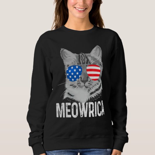 Sweatshirt Merica Chat Pour 4 juillet Meowrica Avec Nous Su (Devant)