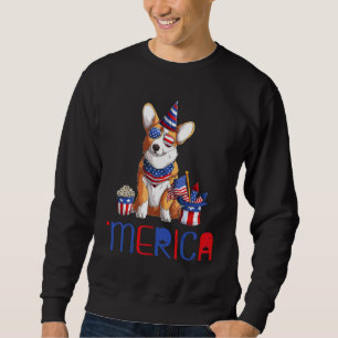 Sweatshirt Merica Drapeau américain Corgi Sunglass Chien T