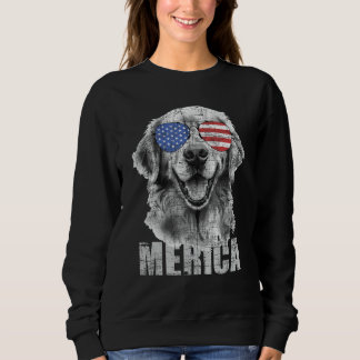 Sweatshirt Merica - Drapeau américain patriotique Golden Retr