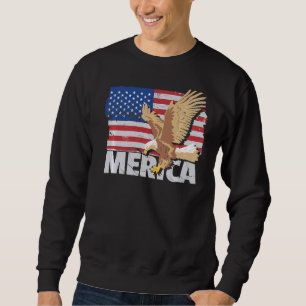 Sweatshirt Merica Eagle and Usa America Flag & Happy 4 juil.