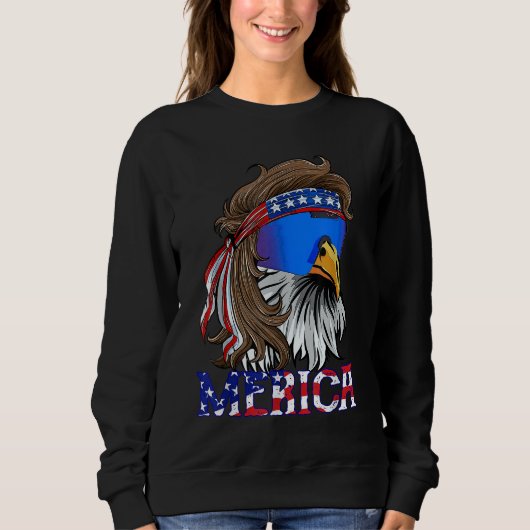 Sweatshirt Merica Eagle Mullet Drapeau Américain États-Unis H (Devant)