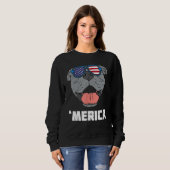 Sweatshirt Merica Pitbull Pit American USA Flag 4th Of July F (Devant entier)