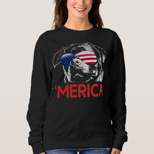 Sweatshirt Merica Rottweiler Drapeau américain à 5 (Devant)