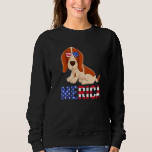 Sweatshirt Merica Usa Drapeau Hound Dog Lunettes de soleil 4e