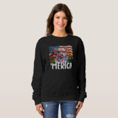 Sweatshirt 'Merica, Vache Highland 4 juillet (Devant entier)