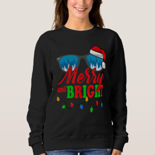 Sweatshirt Merry And Bright Christmas Chapeau De Père Noël Lu