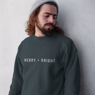 Sweatshirt Merry and Bright   Stylish Dark Green
