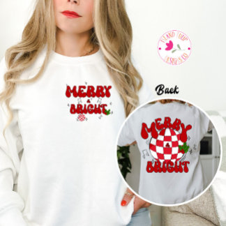 Sweatshirt Merry & Bright Disco Ball Red & Green Christmas