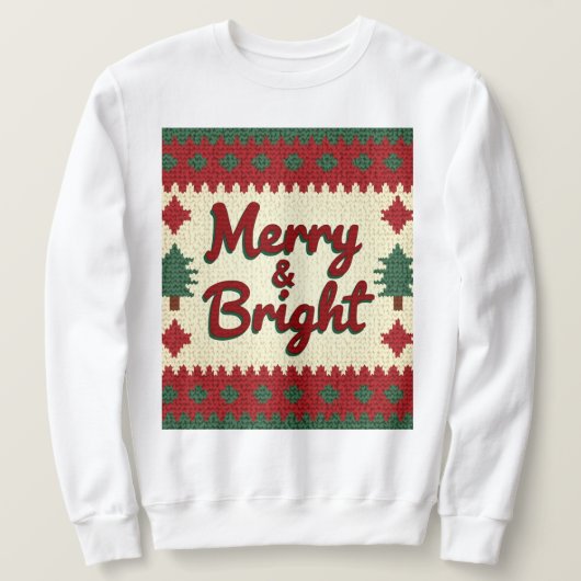 Sweatshirt Merry & Bright Retro Ugly Sweater Patter (Design devant)