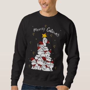 Sweatshirt Merry Catmas drôle Noël Père Noël chat arbre cadea