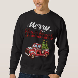 Sweatshirt Merry Christma Tree Camion Plaid Vintage Xmas Wago