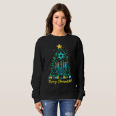 Sweatshirt Merry Christmakkah  Hanukkah And Christmas Tree Li (Devant entier)