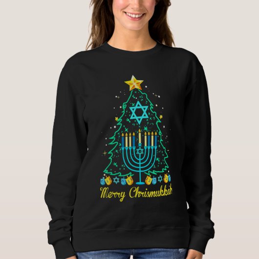 Sweatshirt Merry Christmakkah  Hanukkah And Christmas Tree Li (Devant)