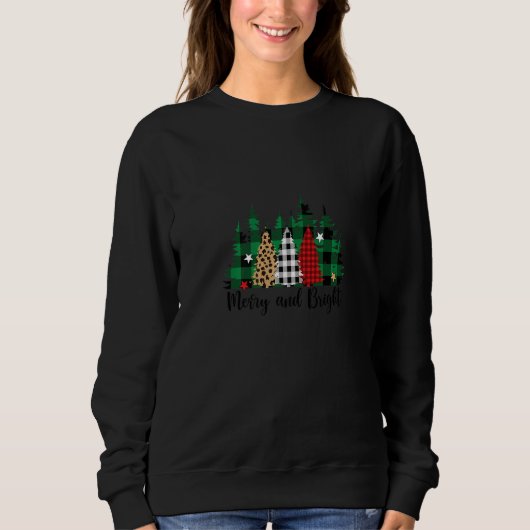 Sweatshirt Merry Christmas Buffalo Plaid Leopard (Devant)