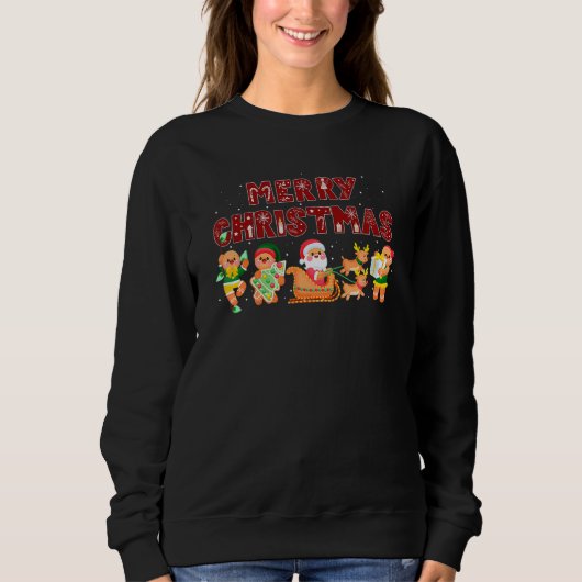 Sweatshirt Merry Christmas Cute Gingerbread Santa Reindeer Co (Devant)