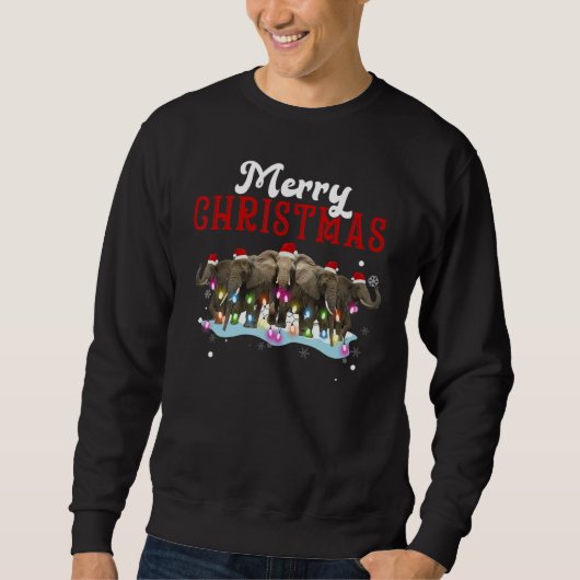 Sweatshirt Merry Christmas Elephant Tree Lights Elephant Chri (Devant)