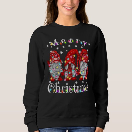 Sweatshirt Merry Christmas Gnome Buffalo Plaid Red (Devant)
