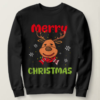 Sweatshirt Merry Christmas Reindeer Women Men Funny Family