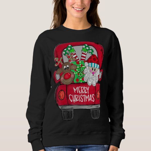 Sweatshirt Merry Christmas Santa Claus And Reindeer With Tru (Devant)
