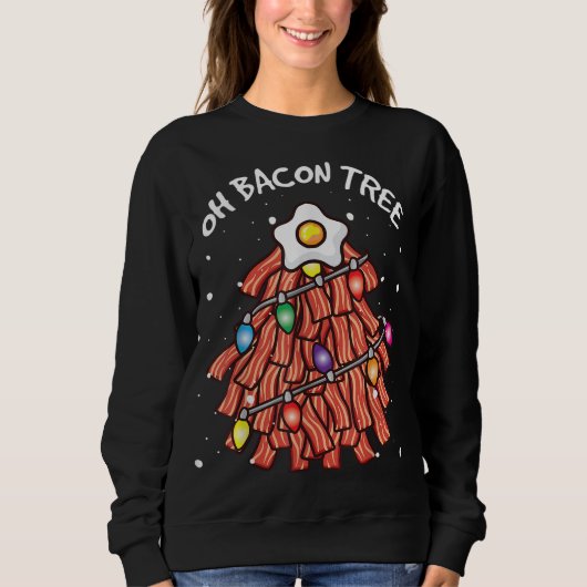 Sweatshirt Merry Crisness Oh Bacon Tree BBQ laid Noël S (Devant)