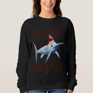 Sweatshirt Merry Fishmas Marlin Santa Hat Noël