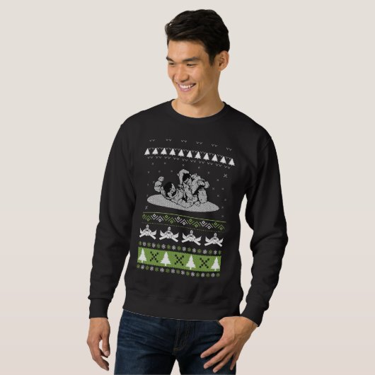 Sweatshirt Merry Kickmas Ugly Christmas Karaté Jiu Jitsur (Devant entier)