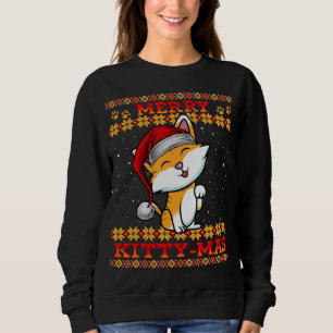 Sweatshirt Merry Kitty Mas Cute Kitten Chat Dame de Noël Hol