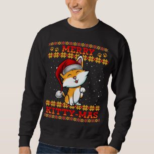 Sweatshirt Merry Kitty Mas Cute Kitten Chat Dame de Noël Hol