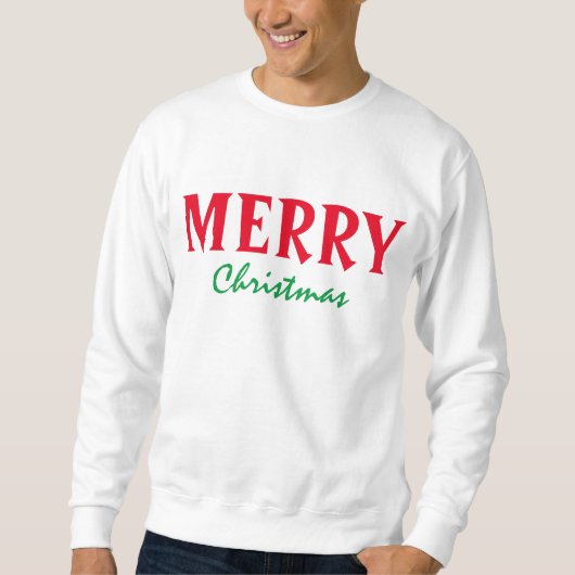 SWEATSHIRT MERRY MERRY CHRISTMAS RED GREEN TYPOGRAPHIE (Devant)