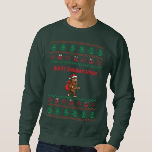 Sweatshirt Merry Sasquatchmas Ugly Christmas Pattern (Devant)