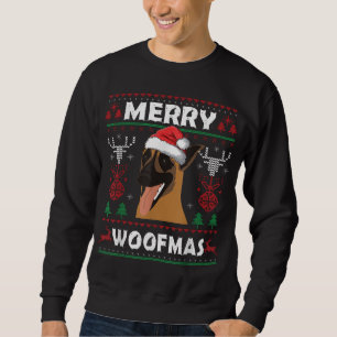 Sweatshirt Merry Woofmas Amoureux des chiens de Noël Malinois