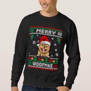 Sweatshirt Merry Woofmas Pomeranian Chien drôle