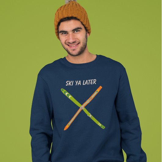 Sweatshirt Message personnalisé graphique skis vintage