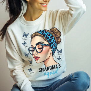 Sweatshirt Messy Bun and Butterflies Custom Names Family
