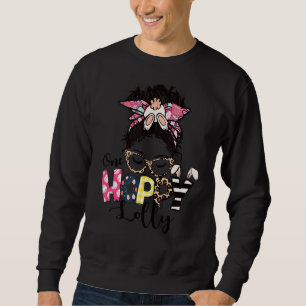 Sweatshirt Messy Bun Bunny One Hoppy Lolly Leopard Joyeux Est