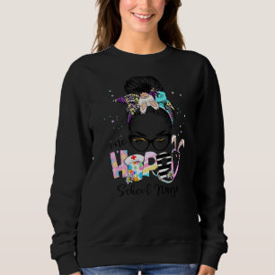 Sweatshirt Messy Bun One Hoppy School Nurse Bunny Nurse Cute