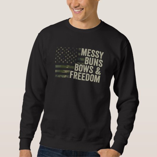 Sweatshirt Messy Buns Bows Freedom Womens Archery Bow Chasse (Devant)
