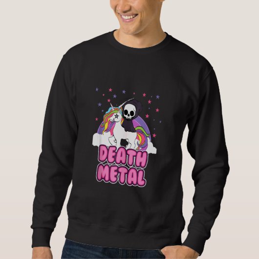 Sweatshirt Métal Mort Unicorn Grim Reaper Rainbow Heavy Met (Devant)