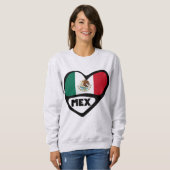 Sweatshirt Mexique Code Pays Coeur Drapeau, MEX (Devant entier)