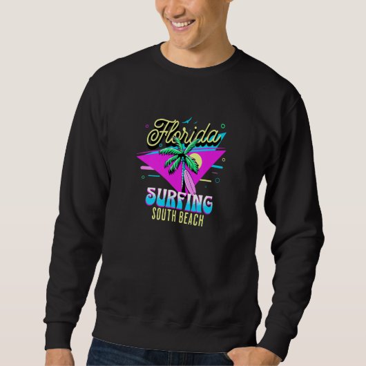 Sweatshirt Miami Beach Bum Souvenir South Beach Florida 80s r (Devant)