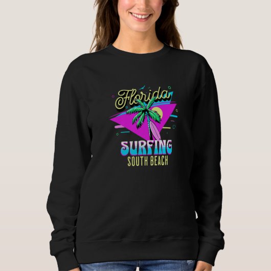 Sweatshirt Miami Beach Bum Souvenir South Beach Florida 80s r (Devant)