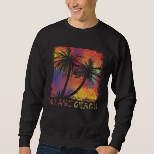 Sweatshirt Miami Beach Palm trees Florida Vacation Beach Ocea (Devant)