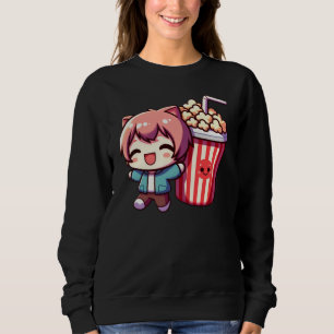 Sweatshirt Mignon Anime Avec Sweat-Shirt Popcorn Et Paille