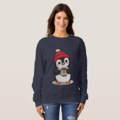 Sweatshirt Mignon pingouin avec du cacao chaud  (Devant entier)