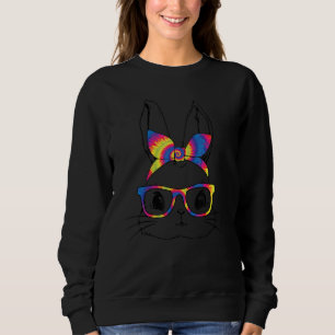 Sweatshirt Mignonne Bunny Visage Tie Dye Lunettes Headband Ha