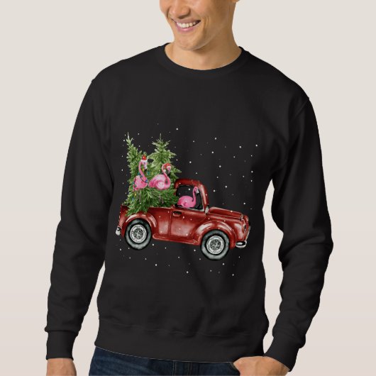 Sweatshirt Mignonne Flamant rose Ride Wagon Camion Rouge Xmas (Devant)