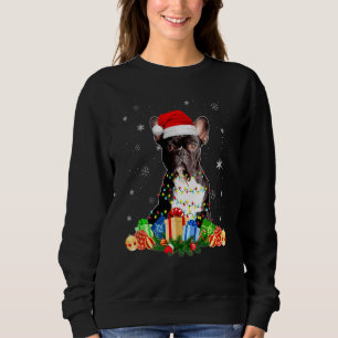 Sweatshirt Mignonne French Bulldog lumières de Noël Père Noël