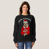 Sweatshirt Mignonne Joyeuse Slothmas Fente de Noël en pyjamas (Devant entier)