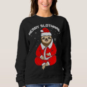 Sweatshirt Mignonne Joyeuse Slothmas Fente de Noël en pyjamas (Devant)